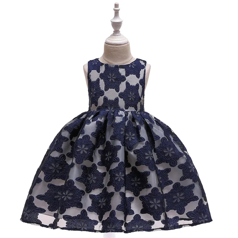 

2019 Luxury Flower Bow Girl Dress Birthday Party Pageant Dresses Lace Gowns Sleeveless Layer Mesh Clothes