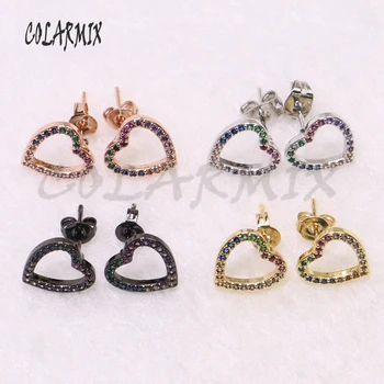 

8 Pairs Wholesale jewelry earrings Heart shape stud earrings zircon jewelry earrings simple earrings Gift for lady 5345