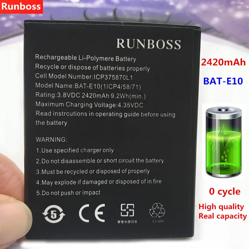 

Runboss Original High Quality BAT-E10 (1ICP4/58/71) 2420mAh Battery For Acer Liquid Z530 Z530S LTE T02 Cell Phone Battery
