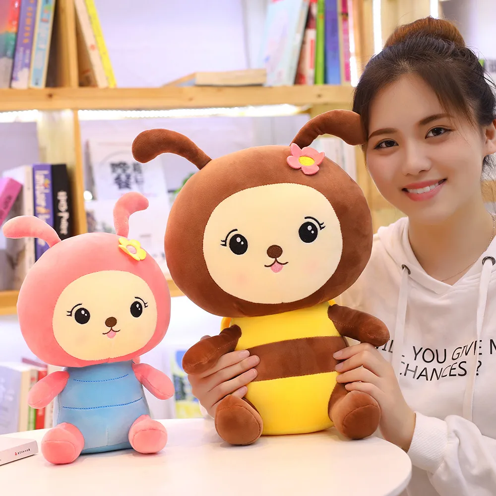 1 шт. Новинка 25 ~ 40 см Kawaii Honeybee плюшевые игрушки милая Пчелка с крыльями мягкие