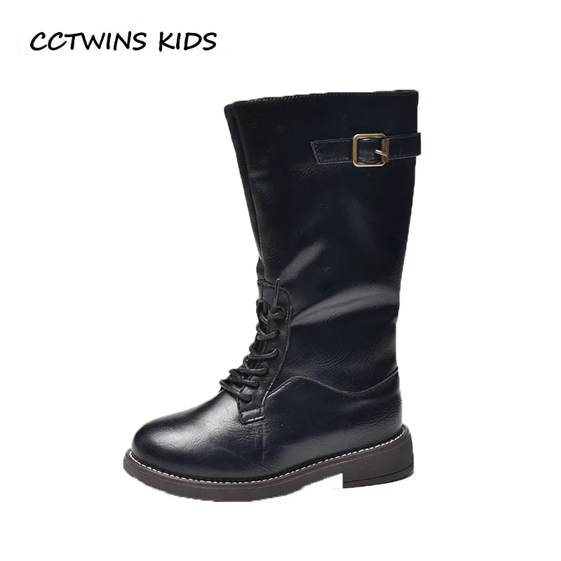 

CCTWINS KIDS 2018 Autumn Children Brand Black Boot Toddler Pu Leather Shoe Baby Girl Fashion Knee High Boot H055