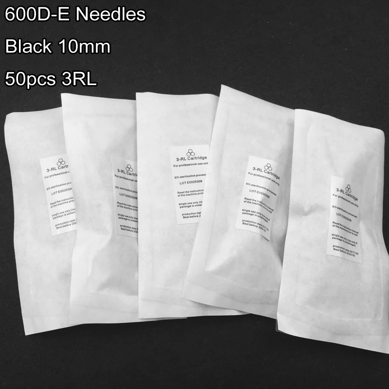 600D E 10 мм черные иглы для перманентного макияжа 50 шт. 3RL Иглы татуировки X5