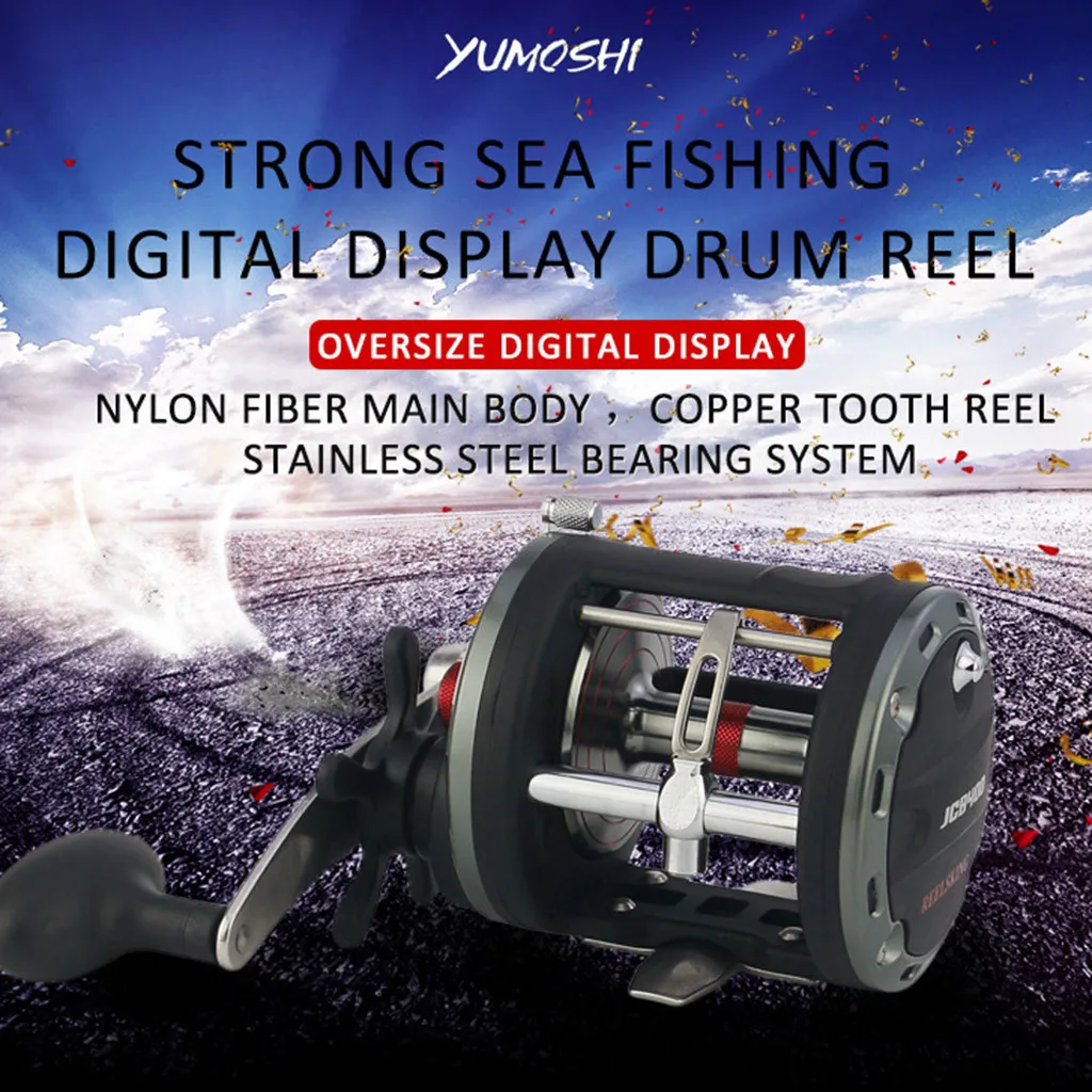 

YUMOSHI High Quality Bearing Metal Drum Trolling Baitcasting Fishing Reel Saltwater Game Boat 12+1BB Fishing Spinning JCA Series