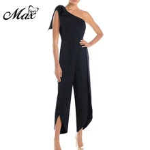 Max Spri 2019 Women Jumpsuit Asymmetric One Shoulder Sleeveless Romper Solid Color Sexy Bodycon Jumpsuit asymmetric shoulder solid pullover