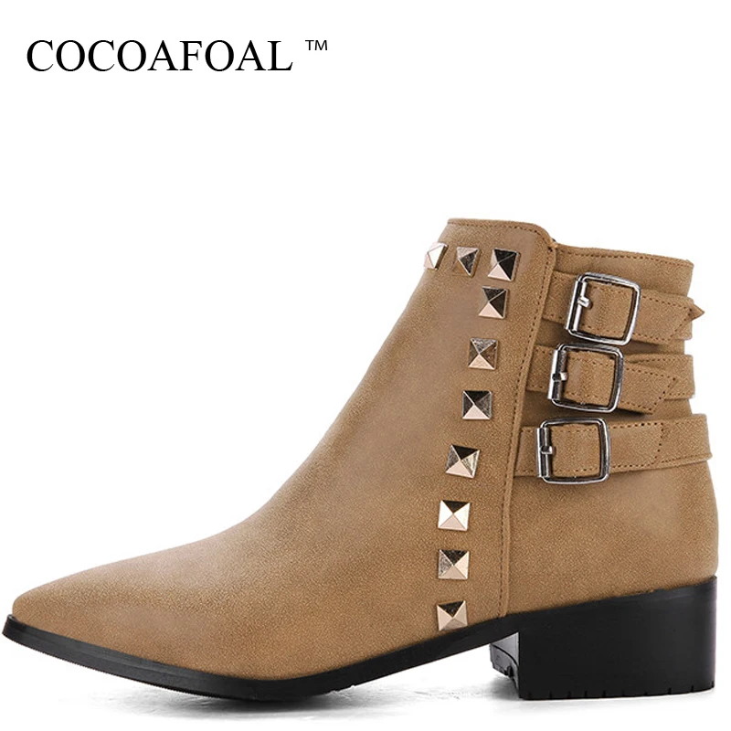 

COCOAFOAL Women's Rivet Martin Boots Autumn Winter Ankle Boots Shoes Sexy Gothic Chelsea Boots Plus Size 43 Ankle Boots 2018
