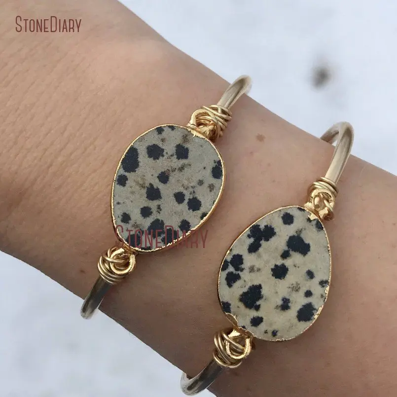 20180319-BM11257-Dalmatian Jasper Bracelet Cuff Raw Brass Cuff Bracelet Minimalist Gold Bracelet Boho Leopard Print Stone Bracelet Dalmatian Jasper Cuff_4