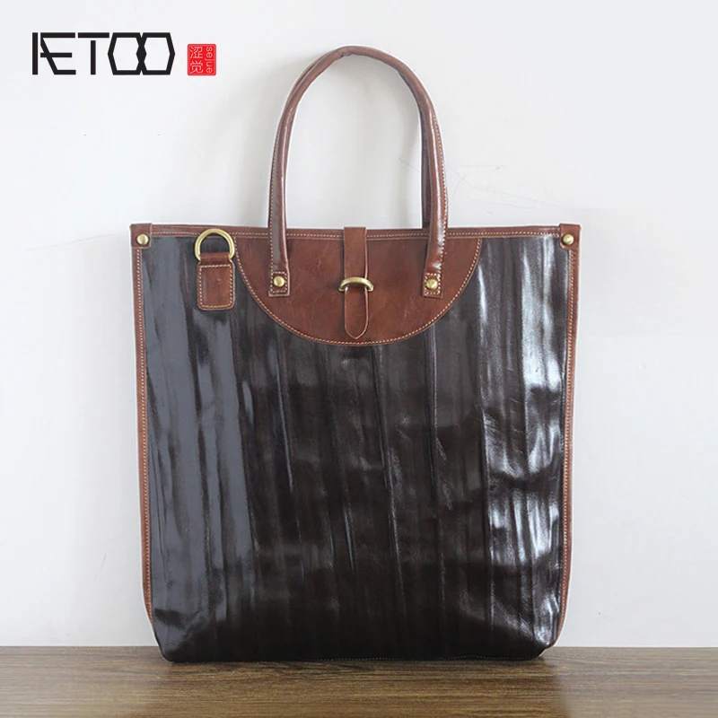 

AETOO New first layer of leather ultra-thin 14-inch computer bag Korean brief briefcase men ladies shoulder bag