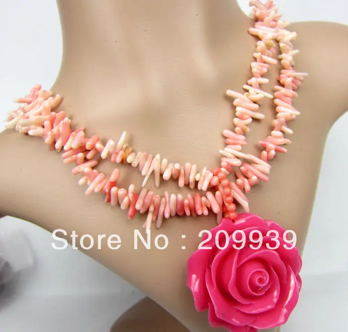 

huij 002626 Lastest Handmade Very Huge Big Rose Real Coral Beads Necklace New Pink Jewelry