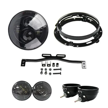 

7 Inch LED Headlight 7" bracket 4.5 inch fog lights with housing bucket with bracket Motorcycles For Har ley Da vidsion(Black)