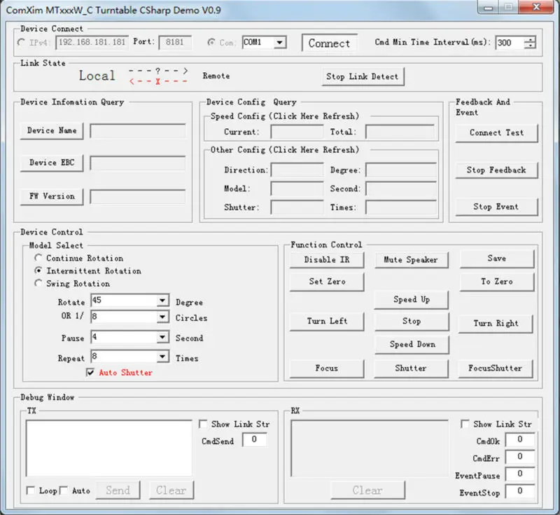 ComXim MTxxxW_C Turntable CSharp Demo