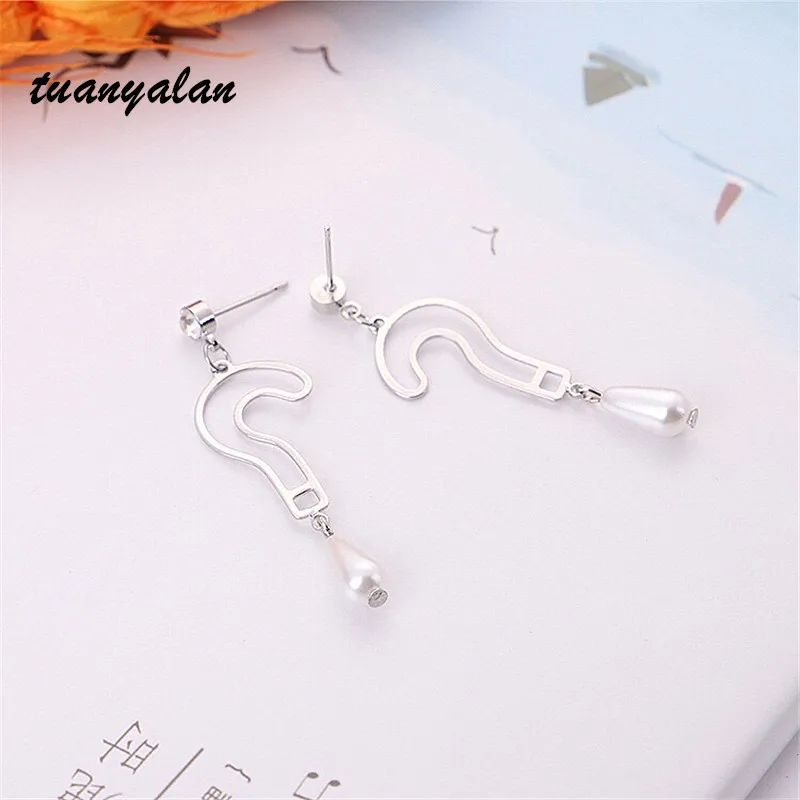 

2019 Simple New Fashion Women AccessoriesPersonality question mark Bohemia Mori Girl Geometric Drop Earrings for Girl Student Pa