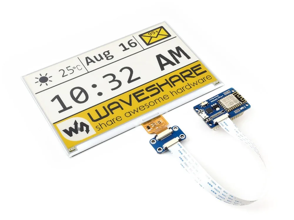 Waveshare Universal e-Paper Driver Board ESP8266 WiFi Wireless, supports various Waveshare SPI e-Paper raw panels