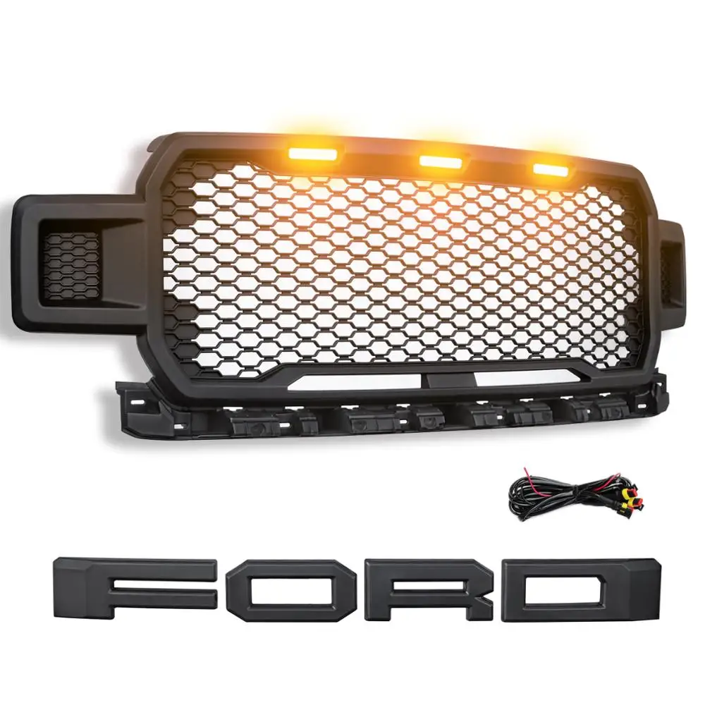Новый черный Grile подходит для Ford F150 2018 2019 светодиодный сотовый Раптор стиль с