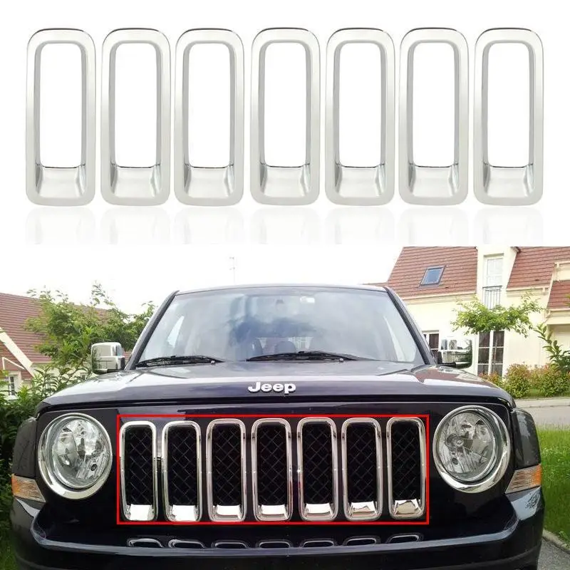 Partol 7PCS/Set Car Front Grille Trims ABS Chrome Finished