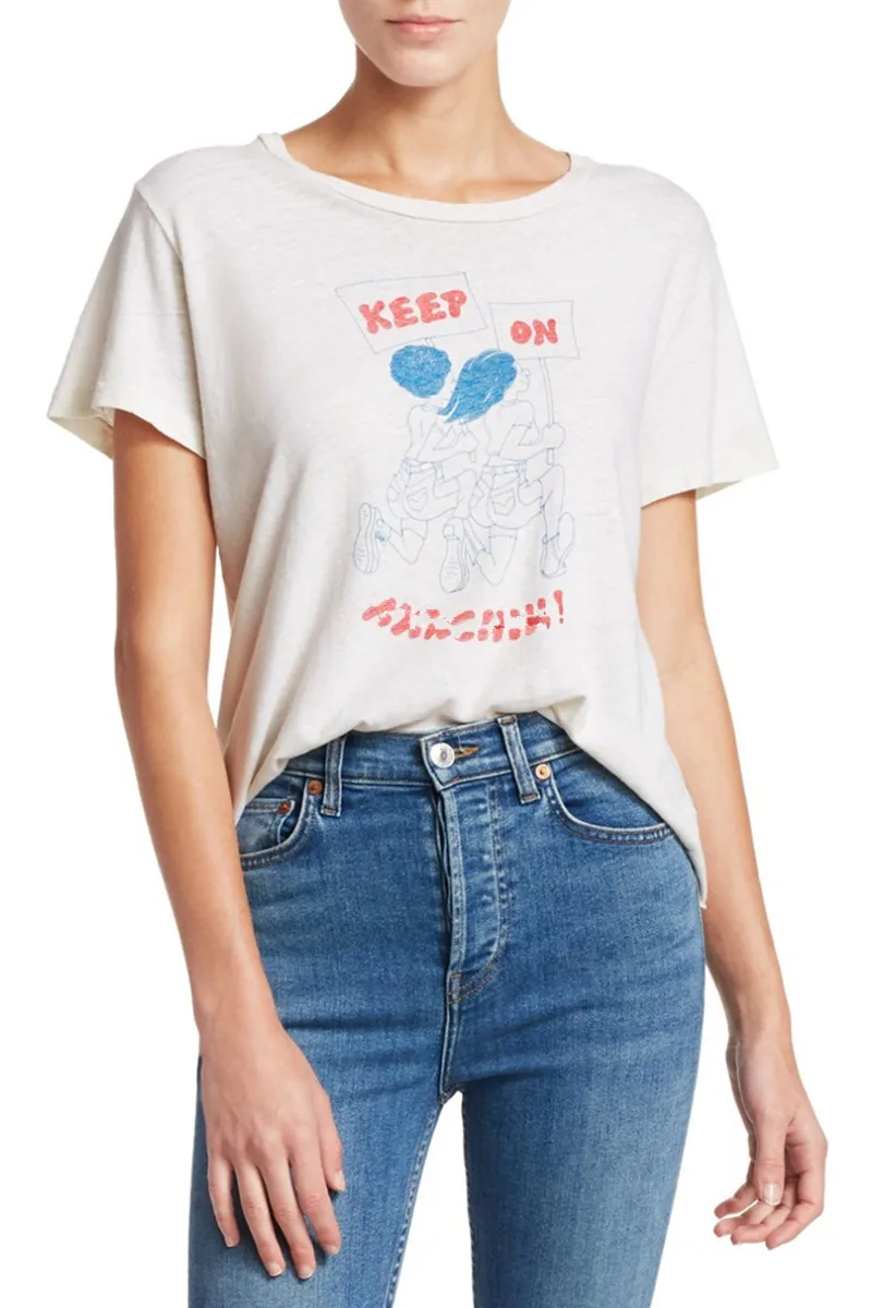 

2019 New Women White Cotton Short Sleeve Letter Print T Shirt Casual Summer Tee