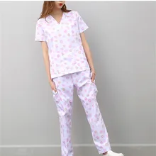 Женская Больничная медицинская униформа, наборы скрабов для ухода за больницами, топ и штаны, v-образный вырез, спа-салон, рабочая одежда 8 цветов