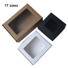 10 шт большая подарочная коробка для упаковки большая белая Подарочная коробка большие с окном коричневые коробки из крафт-бумаги подарочные бумажные коробки Заказная упаковочная коробка
