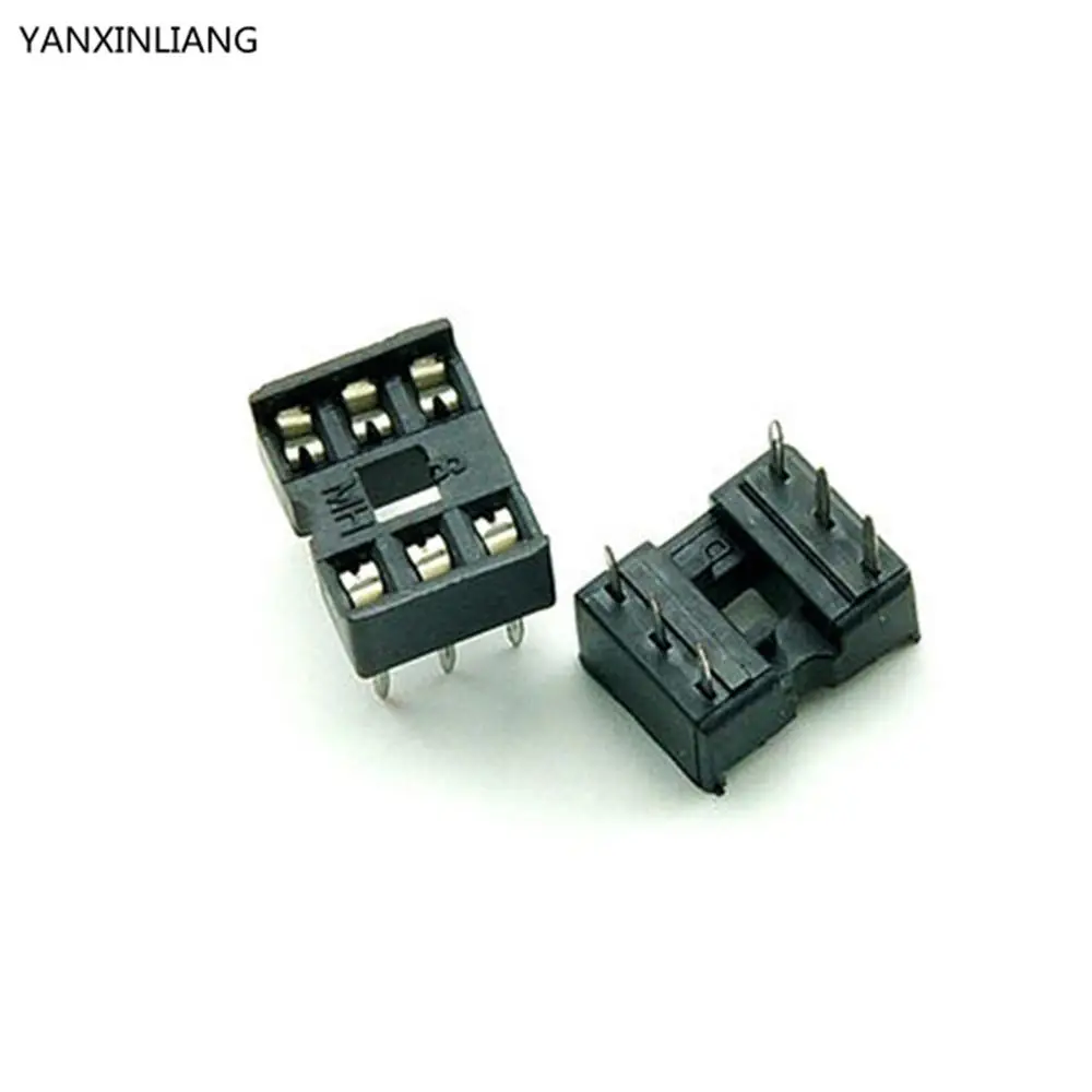

80PCS/Lot 6 Pin DIP Square Hole IC Sockets Adapter 6Pin Pitch 2.54mm Connector