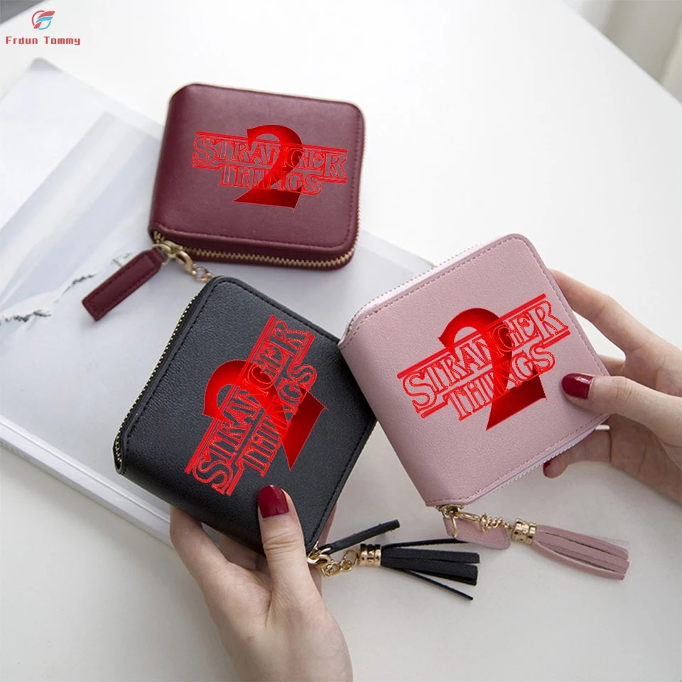 

Stranger Things print Wallets Harajuku style wallet Women Mini Purse Accessories Short Zipper Originality card Bags Lady Wallets