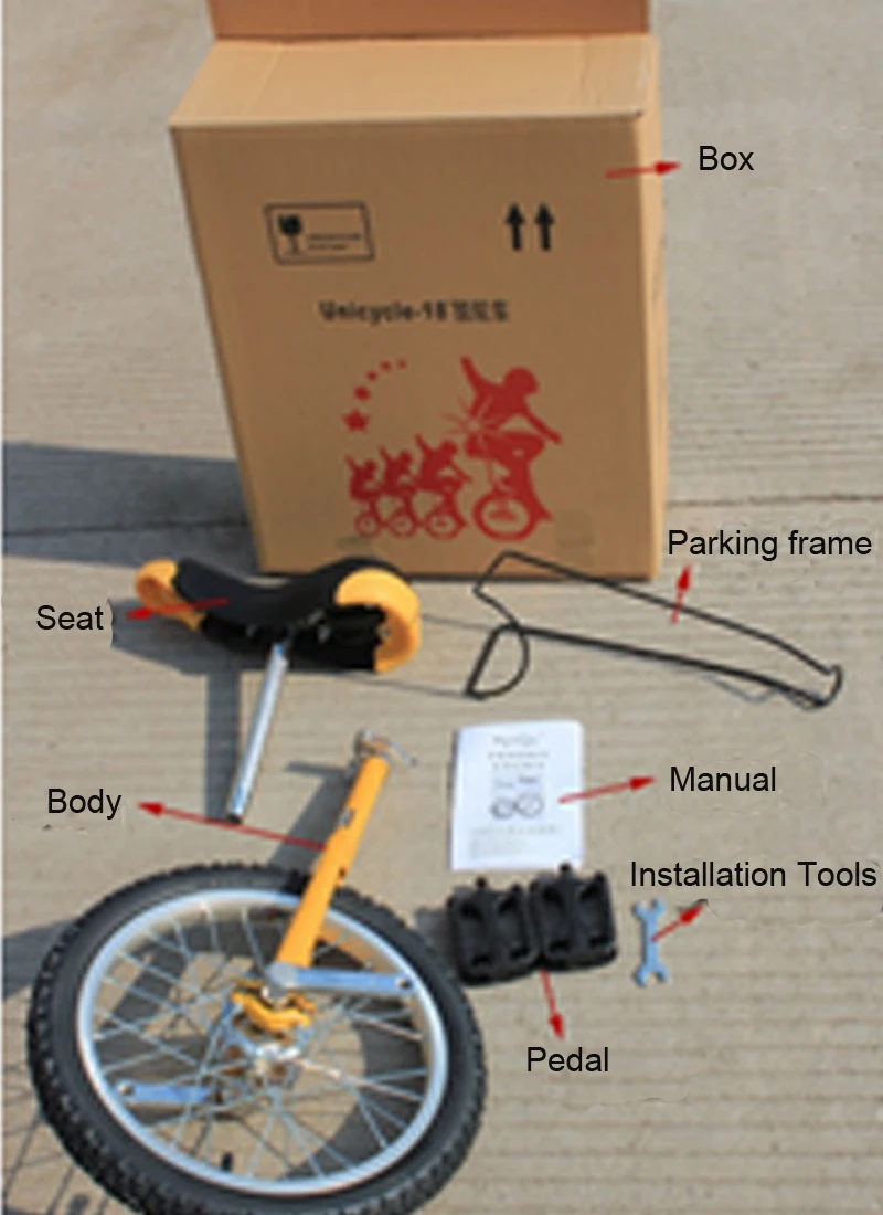 16/18/20/24inch Single wheel Bike Aluminum Rings Wheelbarrow Shoulder Wheel Single Wheel Bicycle one Wheeled bicycle