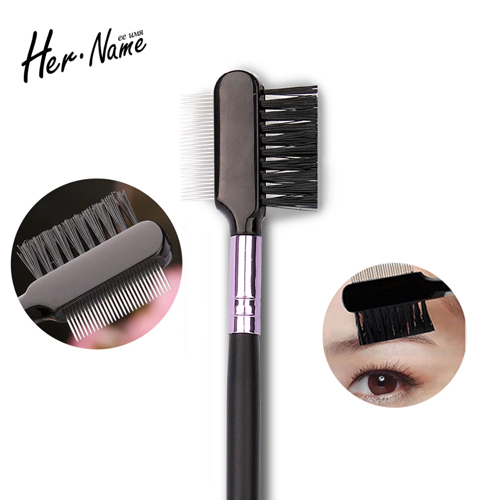 Professional new Metal Teeth Eyelash eyebrow 2 in 1 brush Beauty
