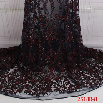 

Latest Green French Mesh Lace Fabric Nigerian Lace Fabric 2019 Luxury Lace Fabrics Handmade Beaded Lace for Women Dress APW2518B