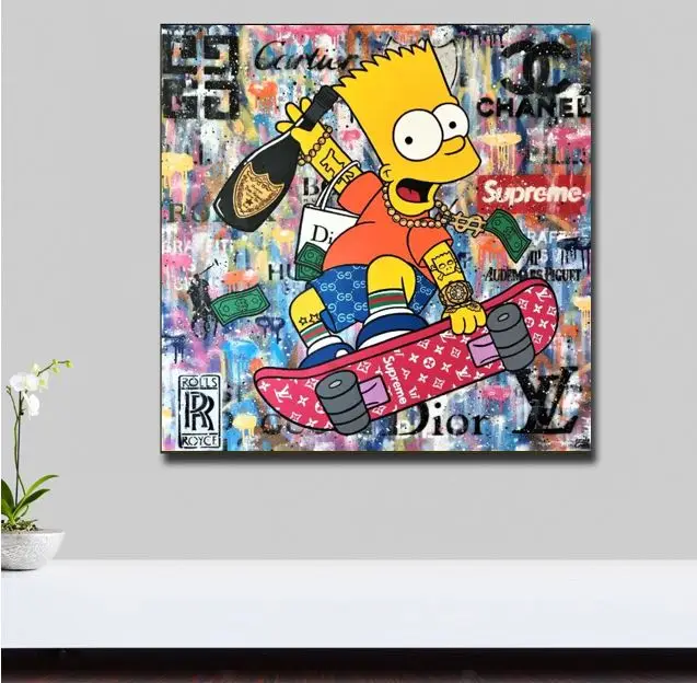 

100% hand made graffiti pop art special cartoons brand painting on canvas good for children bedroom