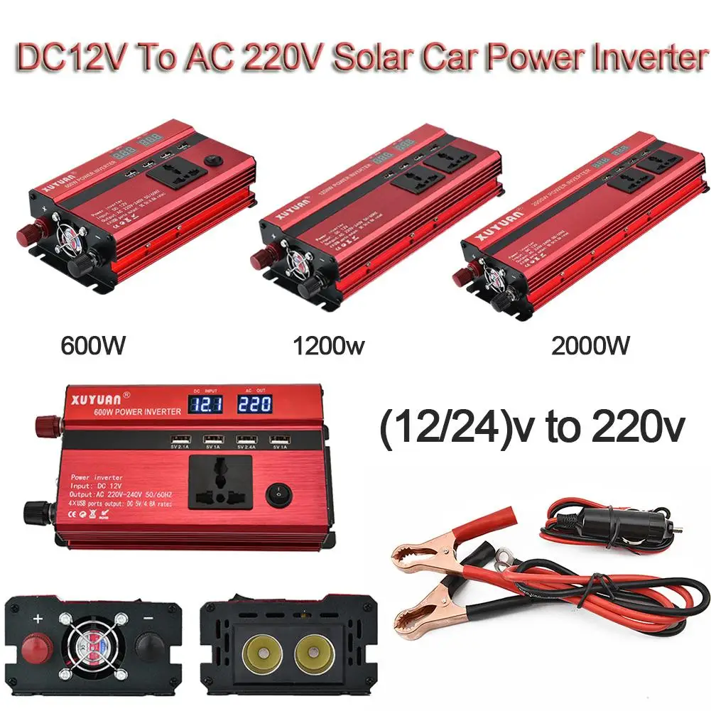 

New Car LED Inverter 12v 220v Converter DC 12 V To 220v 4 USB Ports Charger Veicular Car Power Inverter Dual Display Inversor