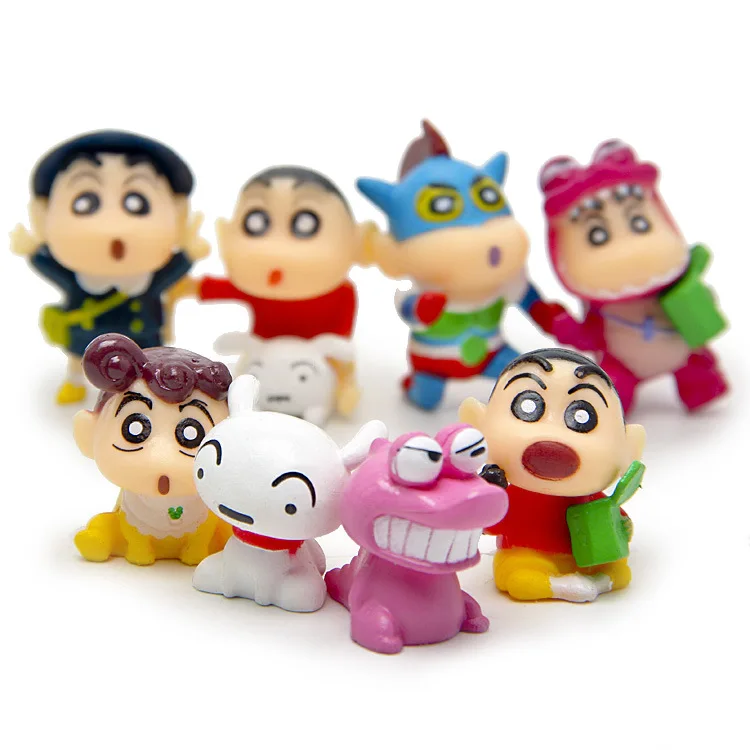8pcs/set 3-4cm PVC Crayon Shinchan Figure Toy, Cute Crayon Shin Chan Action Figure Models Cartoon Anime Kid Toys gifts