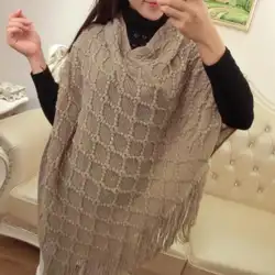2019 осень зима новый национальный стиль шаль с бахромой плащ свободный свитер летучая мышь женщин