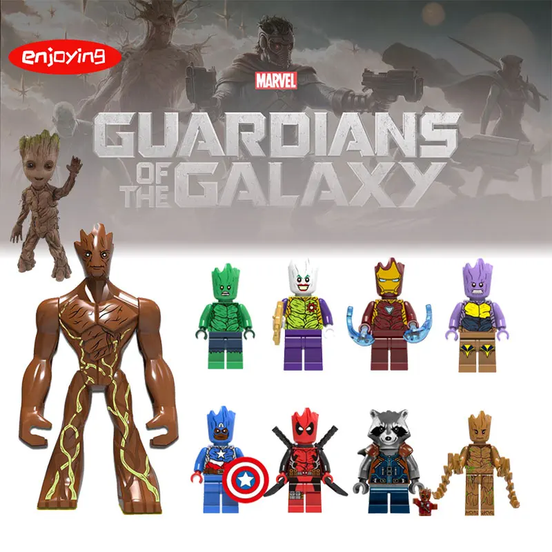 

Groot Guardians of the Galaxy Figures Captain Marvel Wasp Captain America Model Bricks Joker Building Blocks Toys for Childern