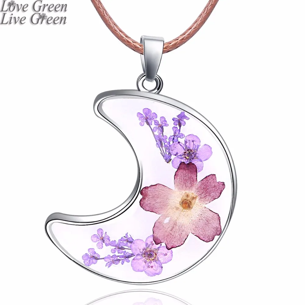 Прозрачное стеклянное ожерелье с подвеской в виде Луны, женское Красное фиолетовое сушеная веревка в цветочек, цепочка, ожерелье, ювелирное изделие, подарок на день рождения ребенка 3575