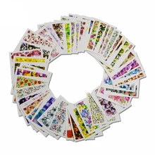 48 шт цветные смешанные наклейки с цветами для переноса воды DIY украшения для дизайна ногтей маникюрная фольга для обертывания Переводные картинки Инструменты для ногтей SASTZ352-391