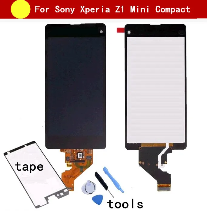 

Tested Black For Sony Xperia Z1 Mini Compact D5503 M51W LCD Display Touch Screen Digitizer Assembly+Adhesive+Repair Tools