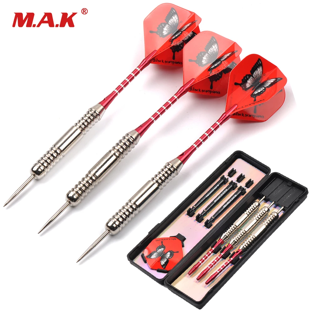 

High Quality 3pcs Steel Tip and Red Ring/Black Shaft Darts with Red Butterfly Dart Flight