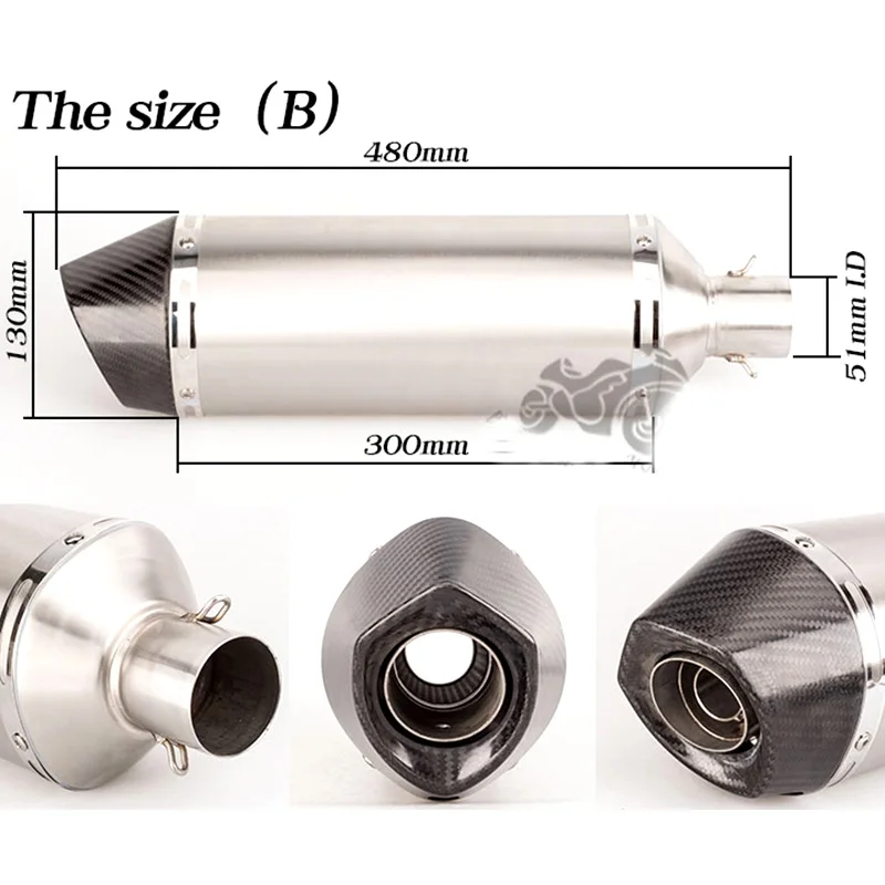 MT09 универсальный мотоцикл Akrapovic выхлопная труба глушитель скутер Пит велосипед побег Moto для стрелка для R6 CB1000R TMAX 530 WR450F - Цвет: B