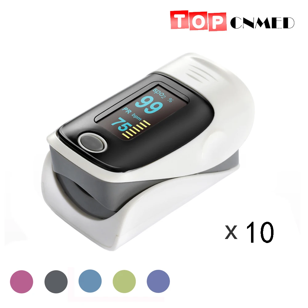 

10pcs/lot cute color!! Fingertip Pulse Oximeter Blood Oxygen SpO2 PR monitor Alarm Setting and BP sound