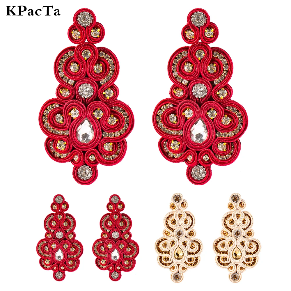 

KPacTa New Design Soutache Handmade Earrings Ethnic Jewelry Women Fashion Crystal Decoration Drop Earring Gifts boucle d'oreille