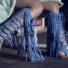 Choudory/ ; Лидер продаж; женские летние сапоги до колена на шнуровке с длинными кисточками и вырезами; сандалии-гладиаторы с молнией сзади