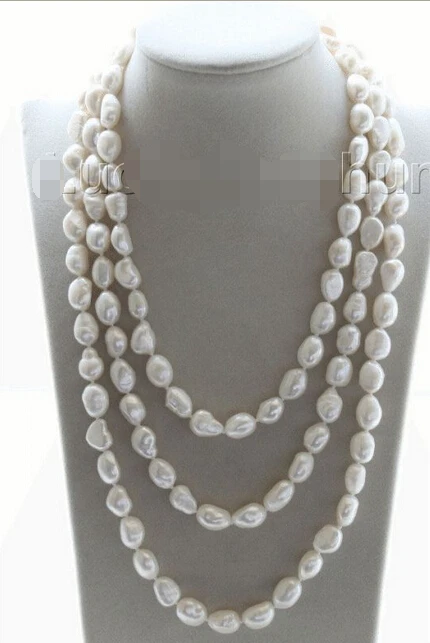 

HOT## Wholesale >> 58inch 12-13mm south sea white baroque pearl necklace