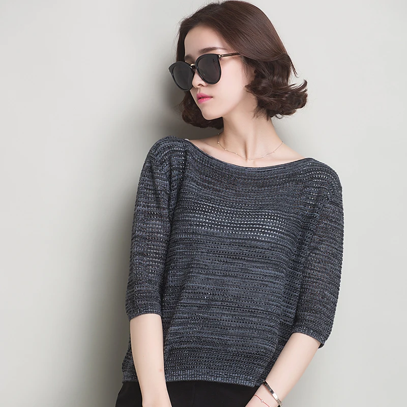 

2016 spring and summer pullover knitwear female short paragraph hollow Exquisite workmanship thin section loose smock
