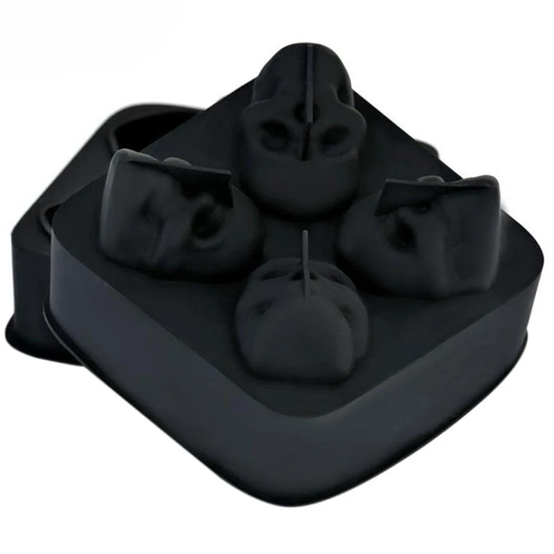 1 шт. силиконовая форма для льда в виде черепа с 4 отверстиями|silicone ice cube tray|cube trayice