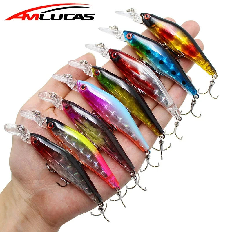 Amlucas Лазерная гольян рыбаловная приманка 8 см 6 1 г Pesca крючки рыбы воблер Crankbait