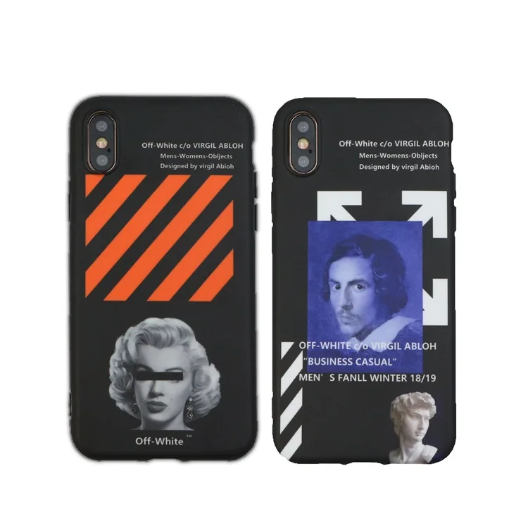 

10 PCS Luxury Twill Off OW Soft Silicon Case for iphone 6 6S plus 7 7plus 8 8plus XR XS MAX White Fashion phone Cover