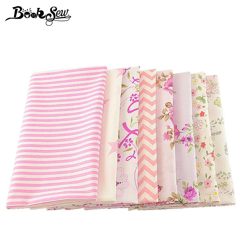 Booksew 100% хлопок саржевая Ткань 8 шт./лот 40 см x 50 розовые цветы звезда дизайн