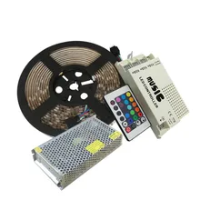 10X цветных(RGB) светодиодных лент из водонепроницаемого материала IP65 5050SMD 5 м/рулон+ ИК контроллер+ 12 V 10A блок питания Экспресс