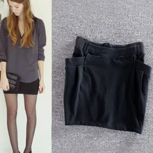 Большие размеры Новые летние модные Природные Талия Для женщин Сплошной Черный Цвет Горячая юбка офисный официальный для женщин мини юбка с карманом N15