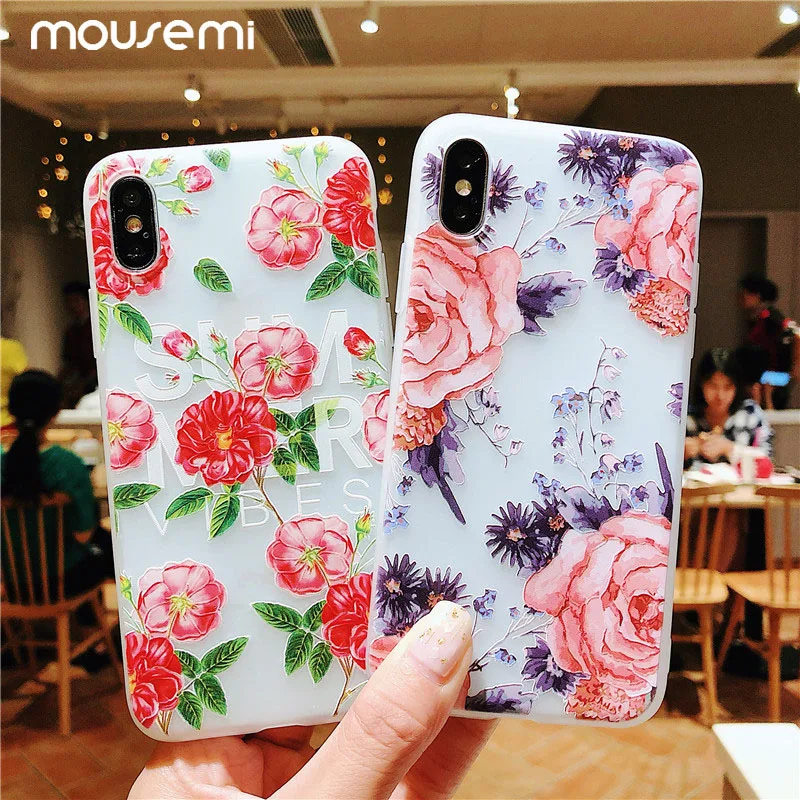 Мягкий силиконовый чехол CAPAME Flower для iPhone 7 чехлы телефонов с цветочным принтом 5S 5