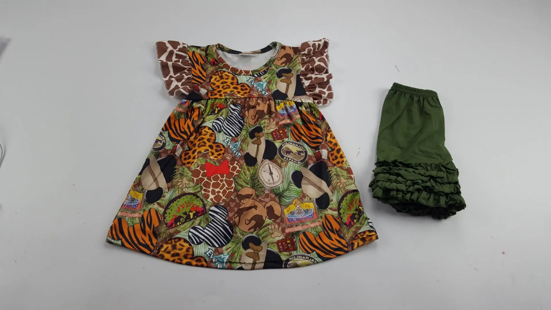 

baby girls summer forest design outfits with cartoon pattern boutique sets