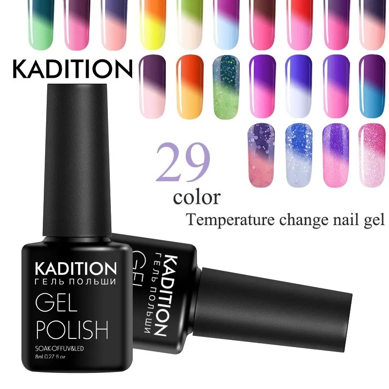 

KADITION Nail Art Temperature Change 29 Color UV Gel Nail Polish 8ml Soak Off LED Nail Gel Lacquer Semi Permanent Gel Varnishes